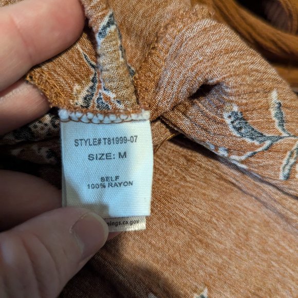 98. PEACH LOVE California Boho Floral Bell Sleeve Top – Medium - Picture 4 of 5